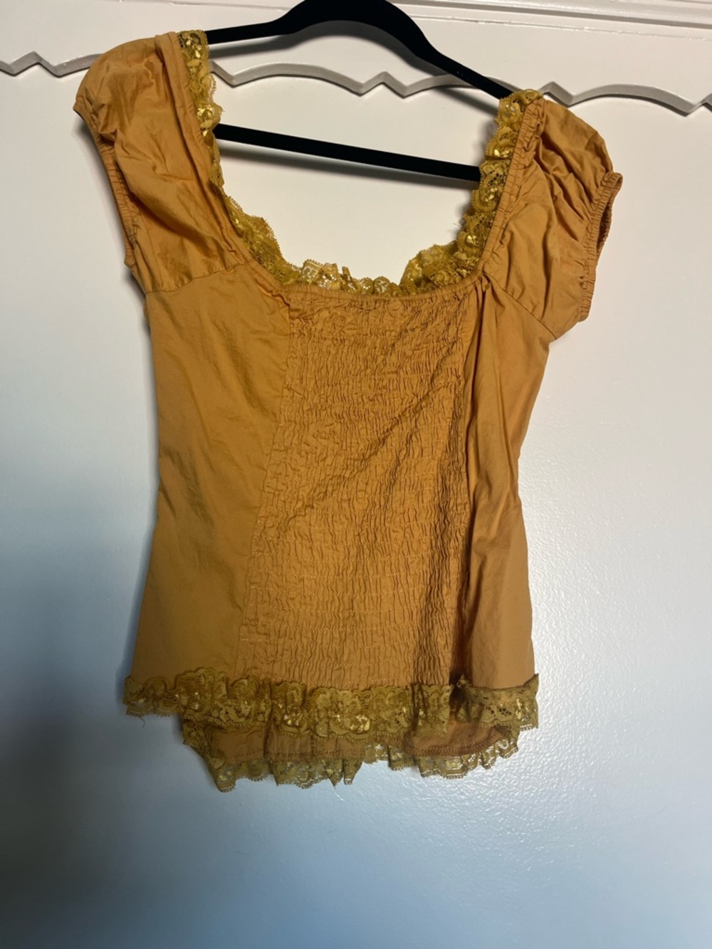 Mustard Yellow Lace Trim Corset Top - Picture 7 of 8